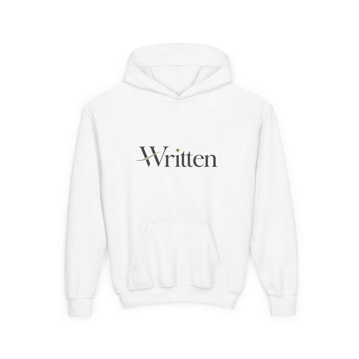 Youth Hoodie — Minimal "Written" Graphic Pullover for Young Writers & Readers