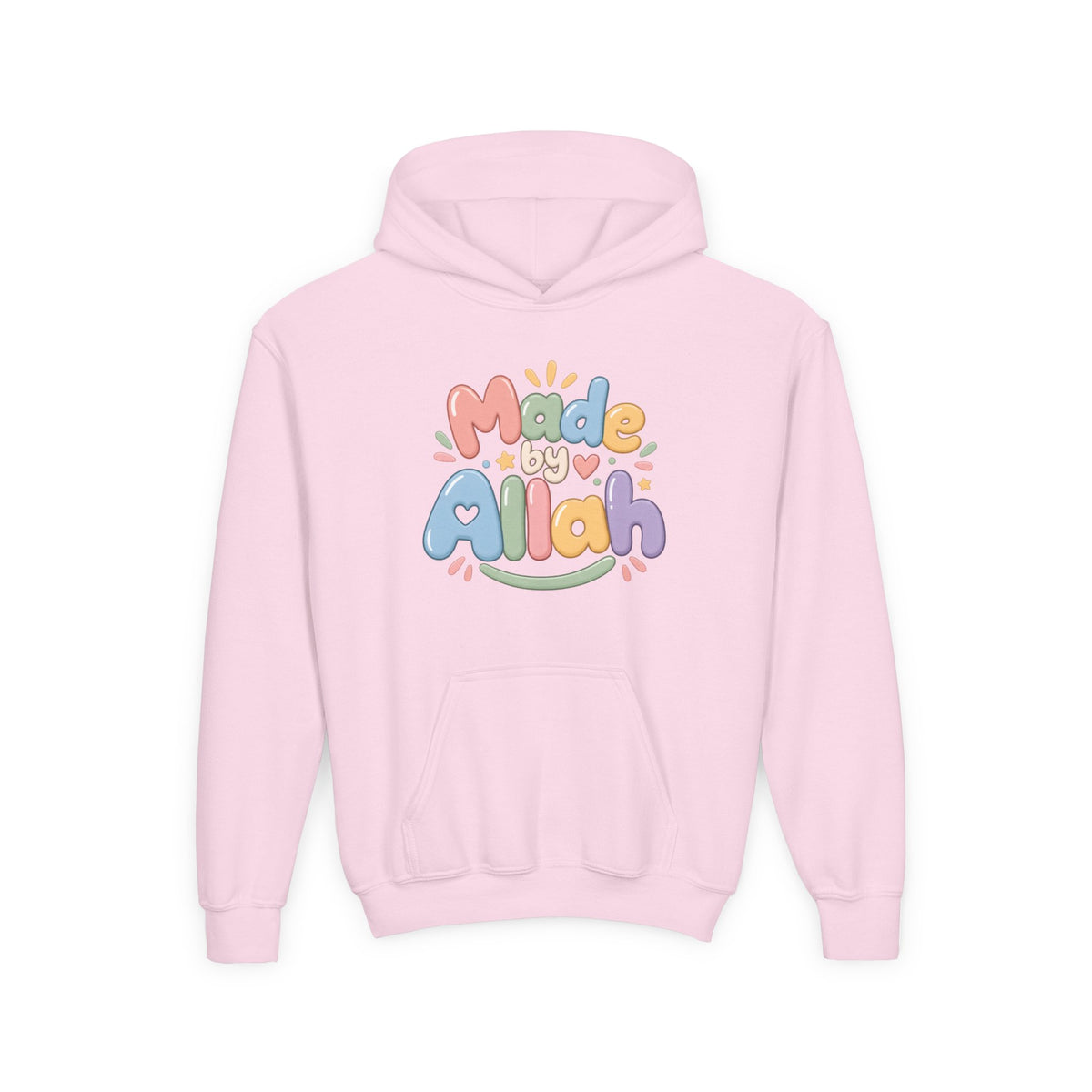 Youth Hoodie — "Made by Allah" Pastel Kids Islamic Pullover