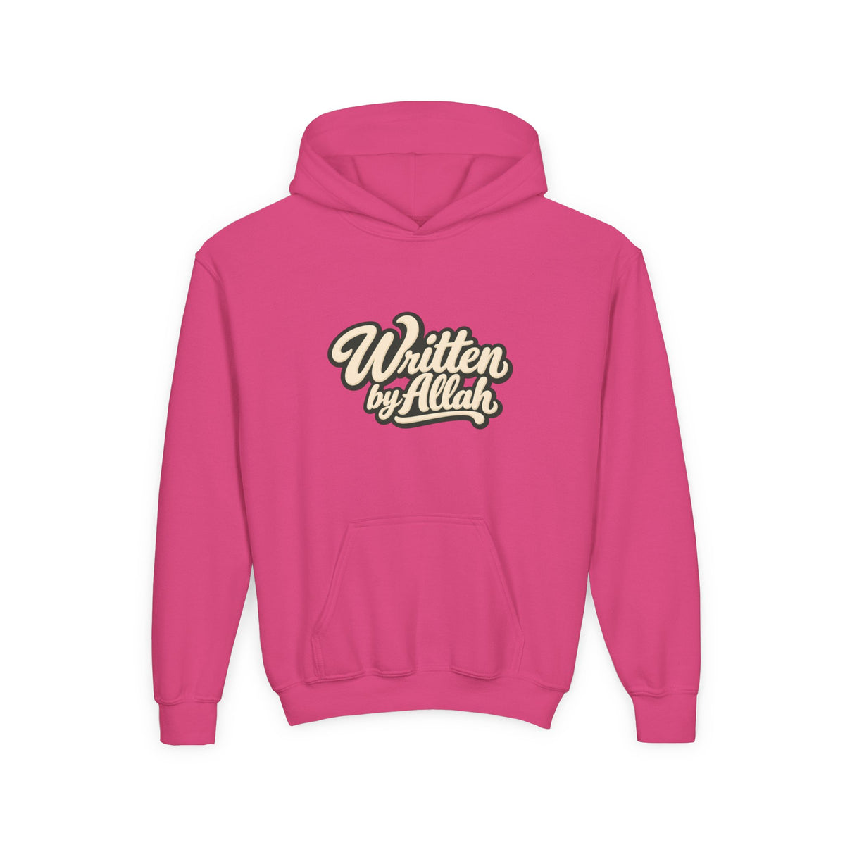 Youth Hoodie — "Written by Allah" Script Pullover for Muslim Kids