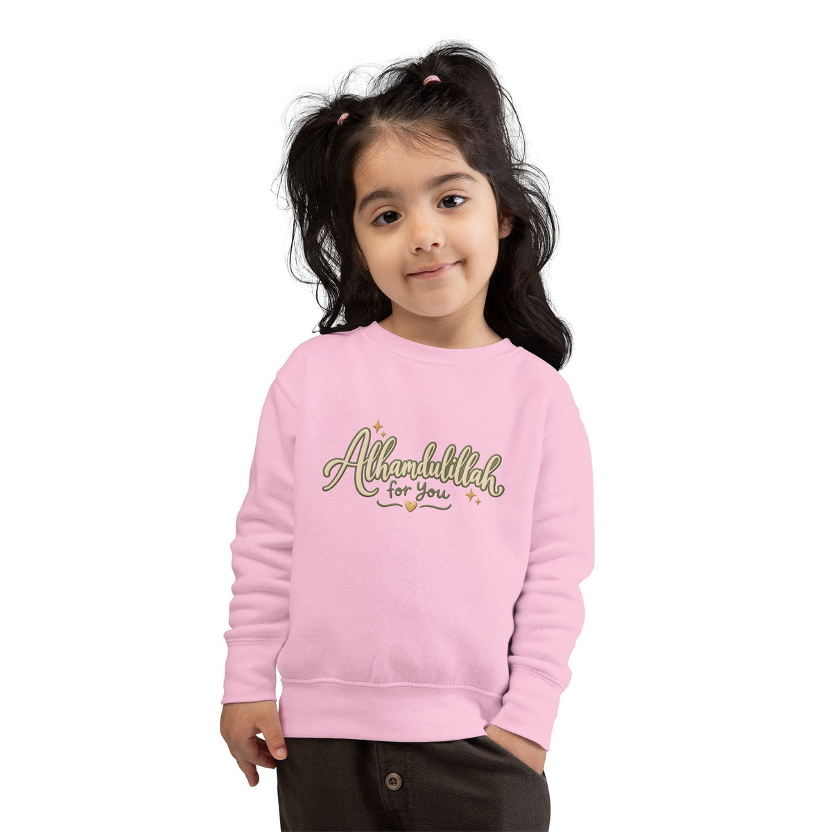 Toddler Sweatshirt — “Alhamdulillah for You” Cute Islamic Prayer Crewneck