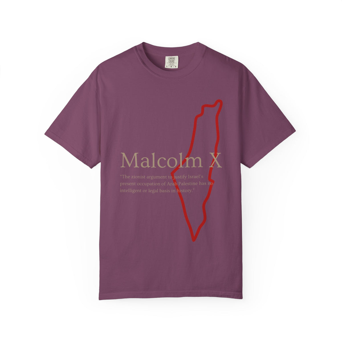 Malcolm X Palestine Quote Outline T-Shirt — Minimalist Palestine Solidarity Tee