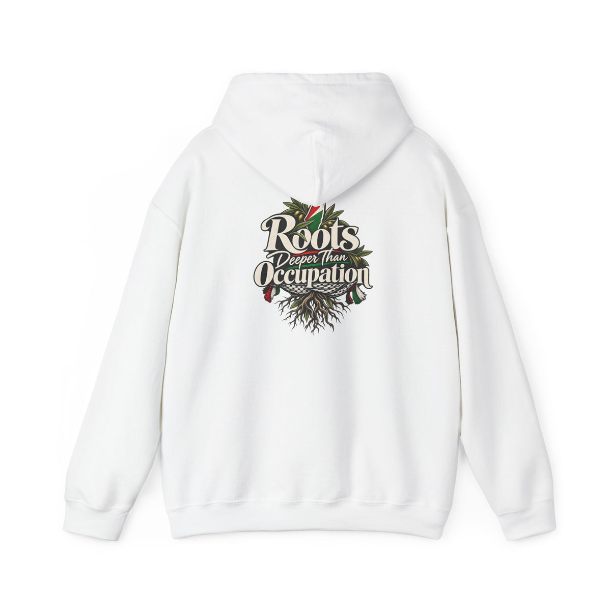 Hoodie — "Unrooted? Never." / "Roots Deeper Than Occupation" Graphic Hoodie