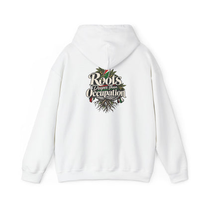 Hoodie — "Unrooted? Never." / "Roots Deeper Than Occupation" Graphic Hoodie
