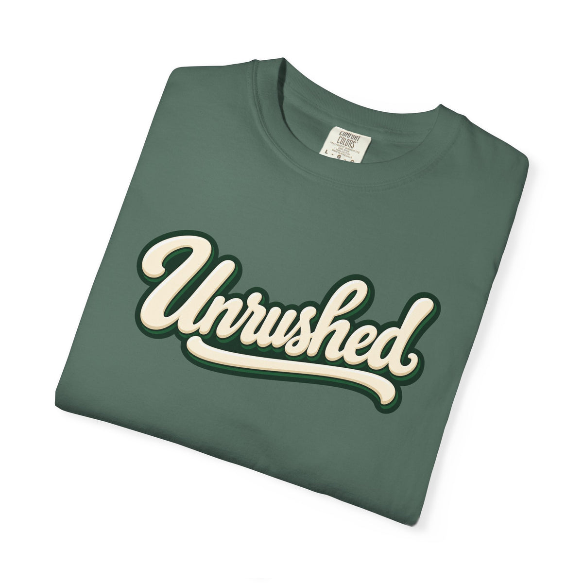 Unrushed Script T-Shirt — Vintage Retro Graphic Tee