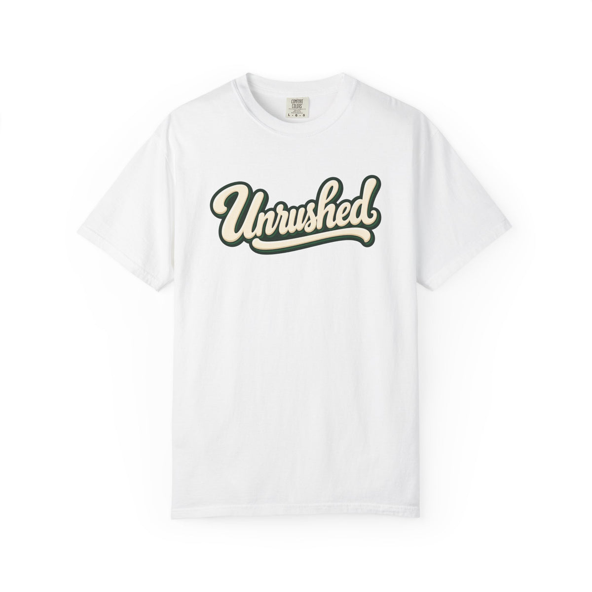 Unrushed Script T-Shirt — Vintage Retro Graphic Tee