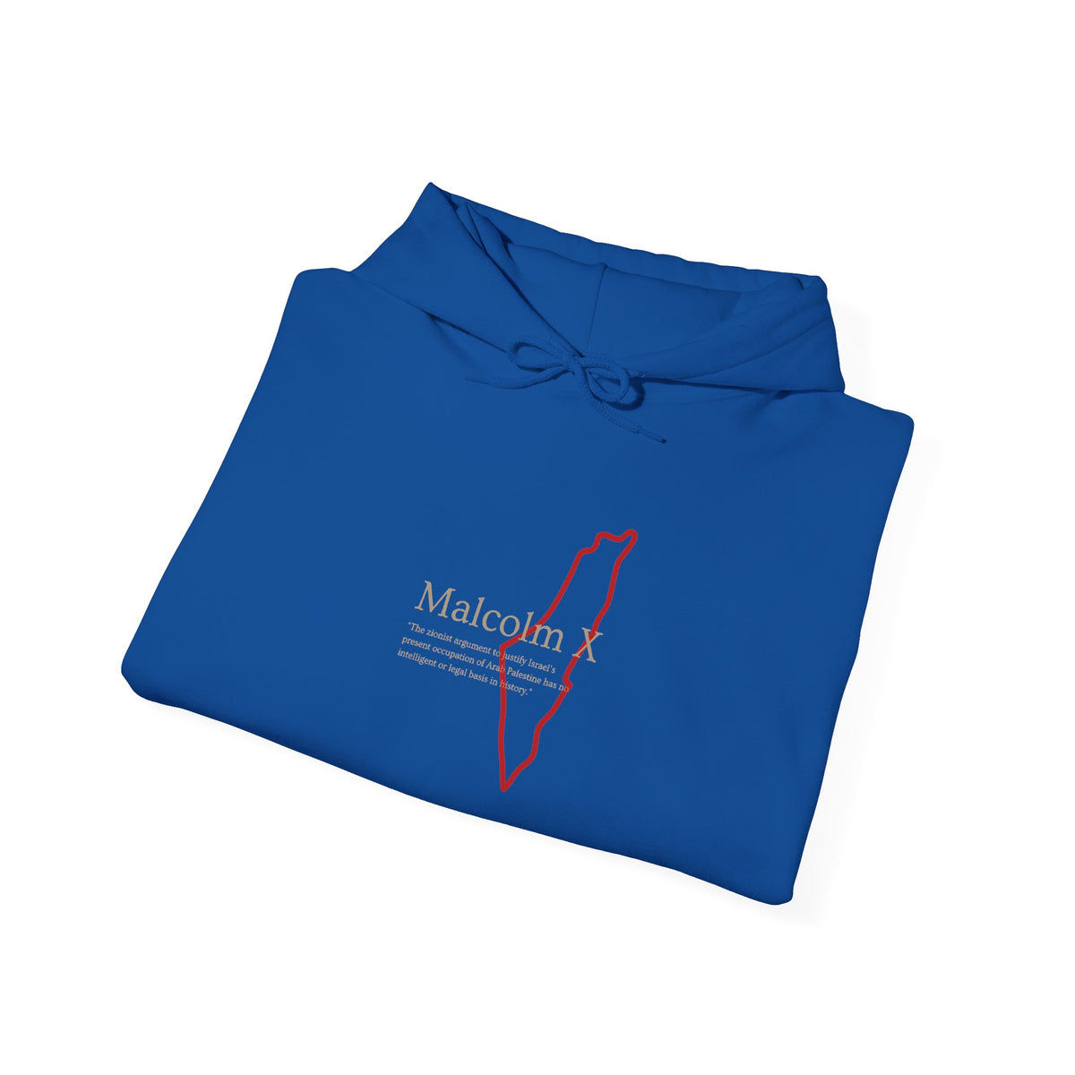 Malcolm X Palestine Quote and Map Hoodie – Minimalist Line Art Map Pullover