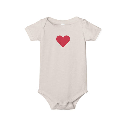 Infant One-Piece Bodysuit with Red Heart — Cute Baby Valentine or Everyday Gift