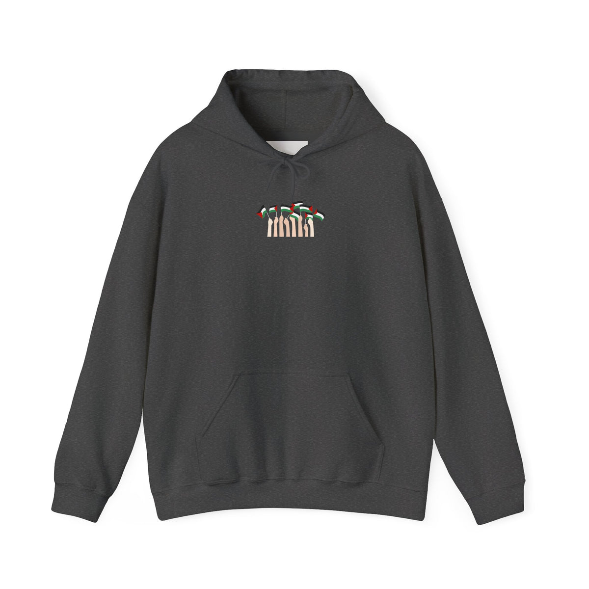 Minimal 'Calm' Palestine Flag Hoodie — Small Center Graphic
