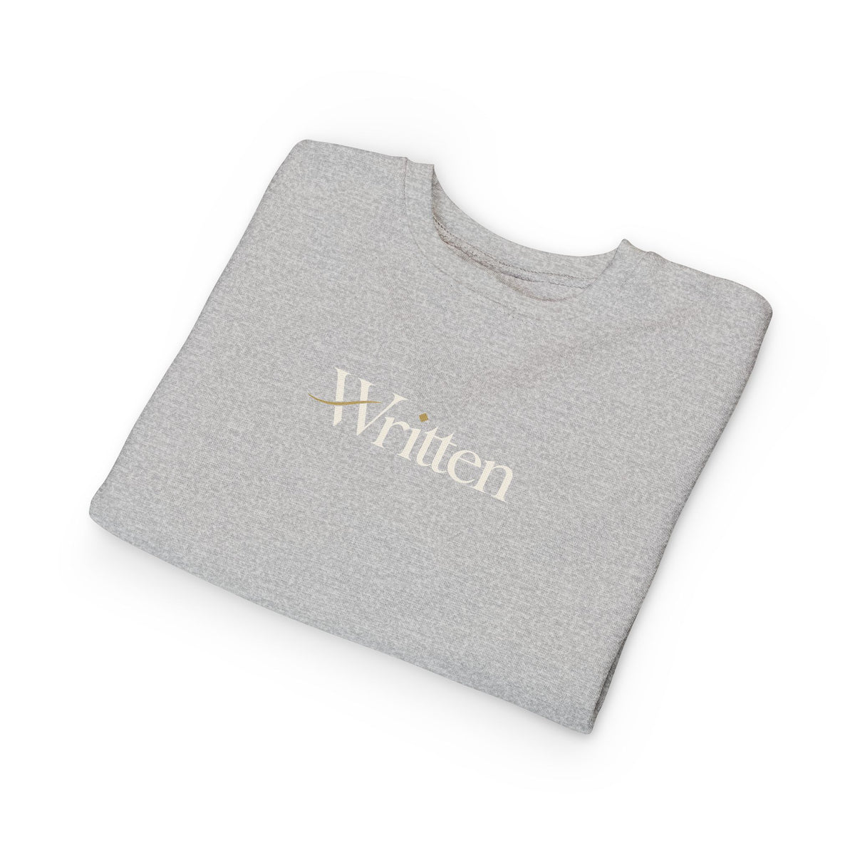 Toddler Sweatshirt - "Written" Minimalist Kids Crewneck, Cozy Gray Graphic Sweater for Little Readers & Writers