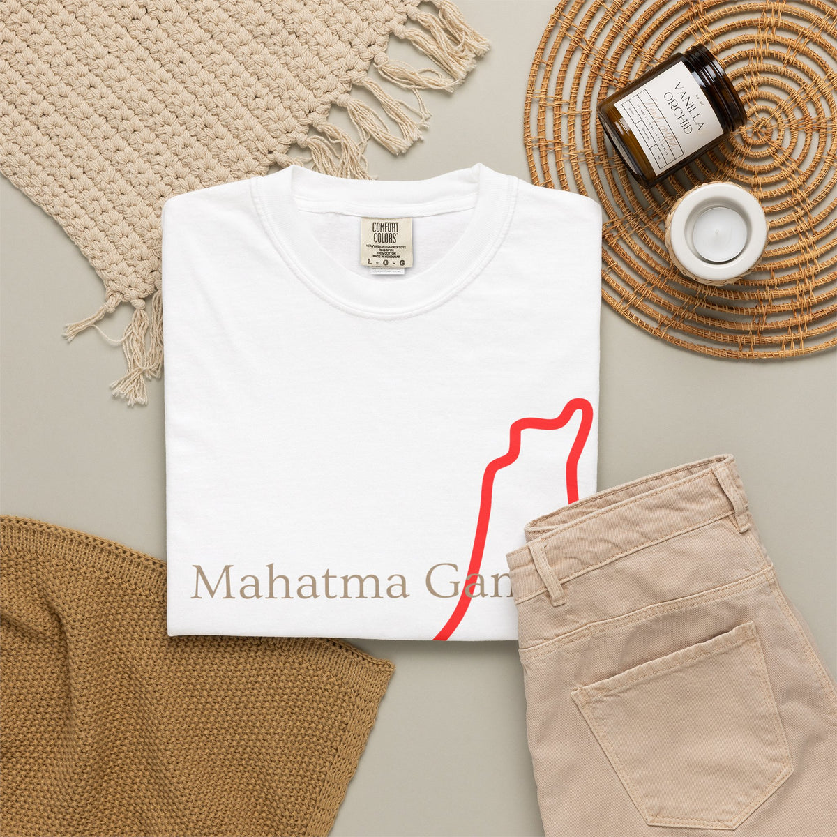 Gandhi Quote T-Shirt with Red Palestine Outline — Minimalist Peace Tee