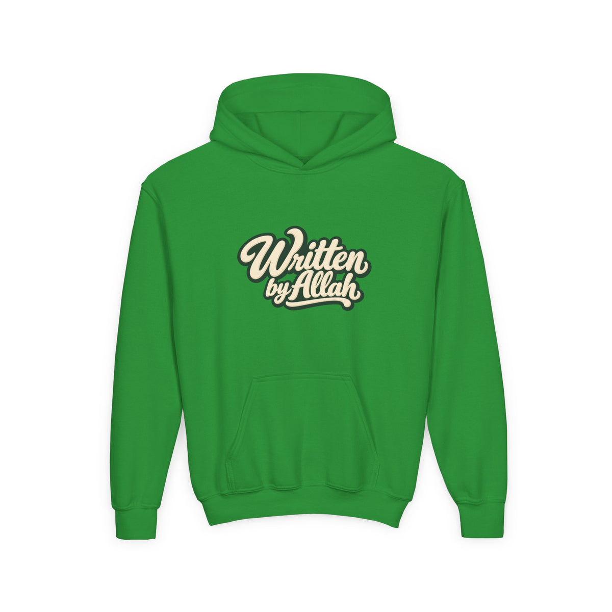 Youth Hoodie — "Written by Allah" Script Pullover for Muslim Kids