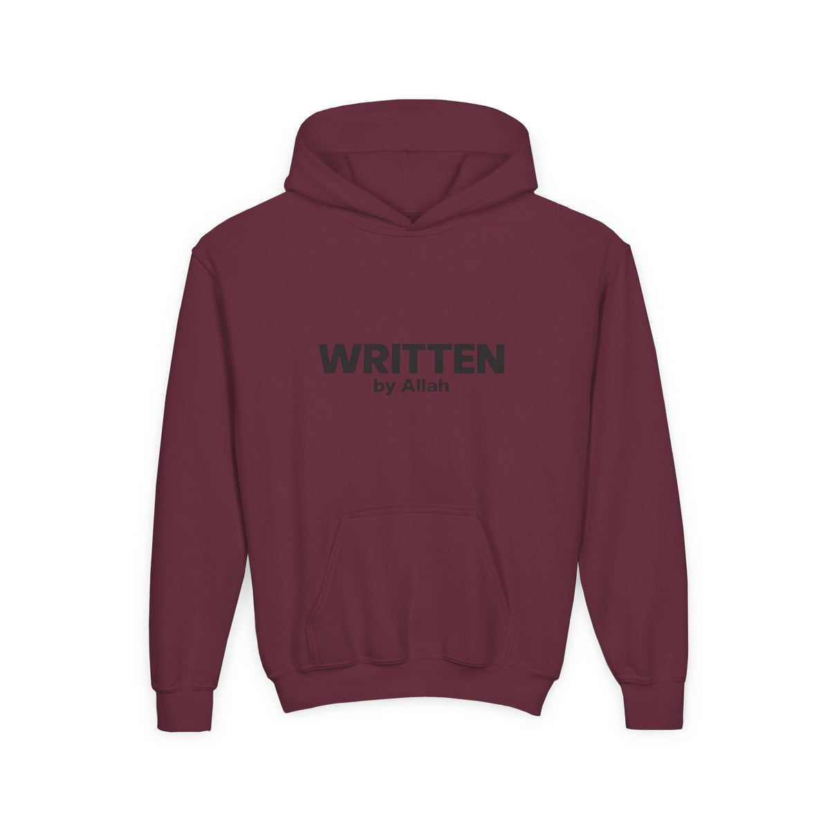 Youth Hoodie — "WRITTEN by Allah" Minimal Islamic Faith Pullover