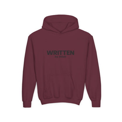 Youth Hoodie — "WRITTEN by Allah" Minimal Islamic Faith Pullover