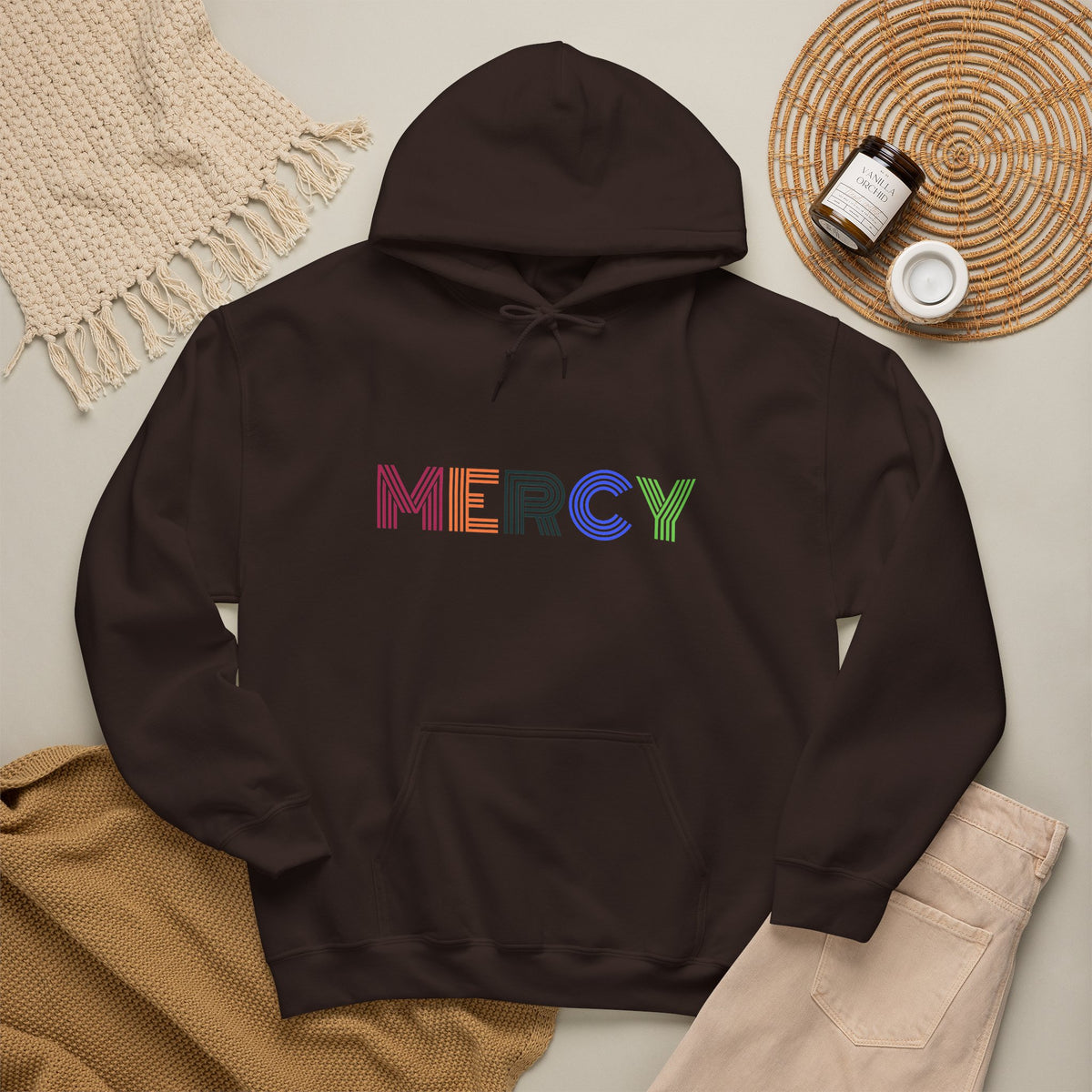 Mercy Hoodie — Colorful Mercy Graphic Hooded Sweatshirt