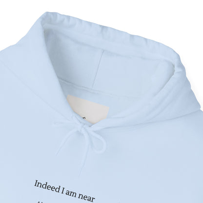 Hoodie — Minimal 'Indeed I Am Near' Quran Verse Pullover