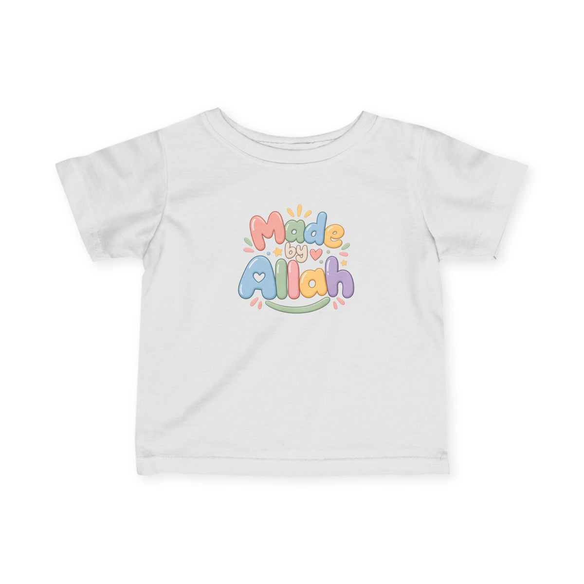 Infant Tee — "Made by Allah" Pastel Baby Shirt