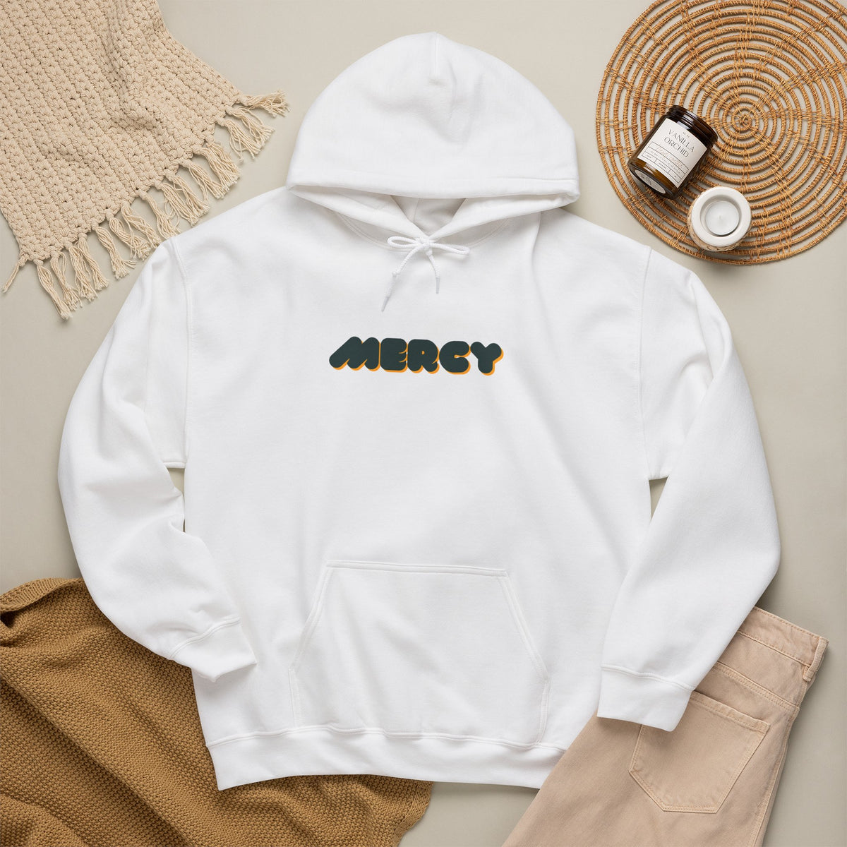 Mercy Retro Bubble Hoodie — Vintage-Inspired Mercy Graphic Sweatshirt