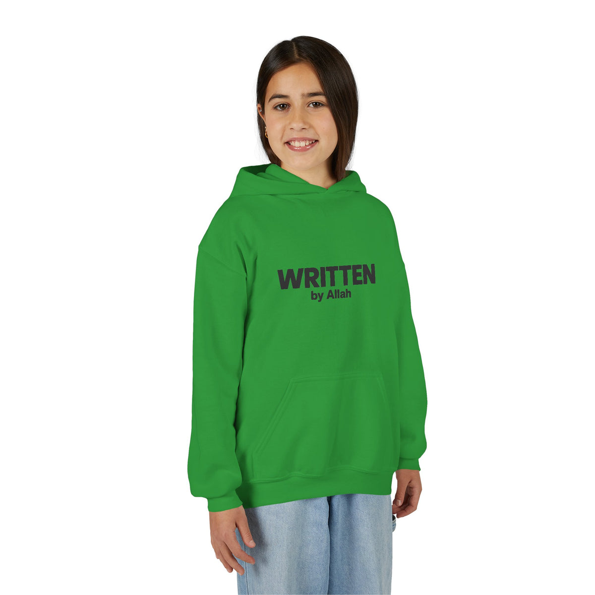 Youth Hoodie — "WRITTEN by Allah" Minimal Islamic Faith Pullover