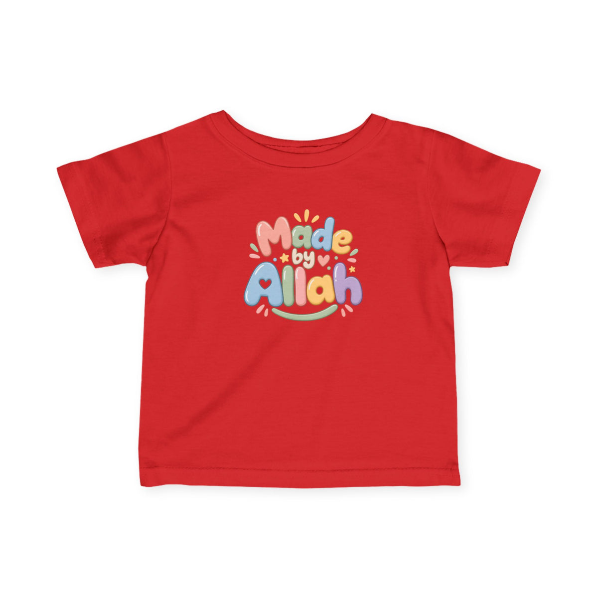Infant Tee — "Made by Allah" Pastel Baby Shirt