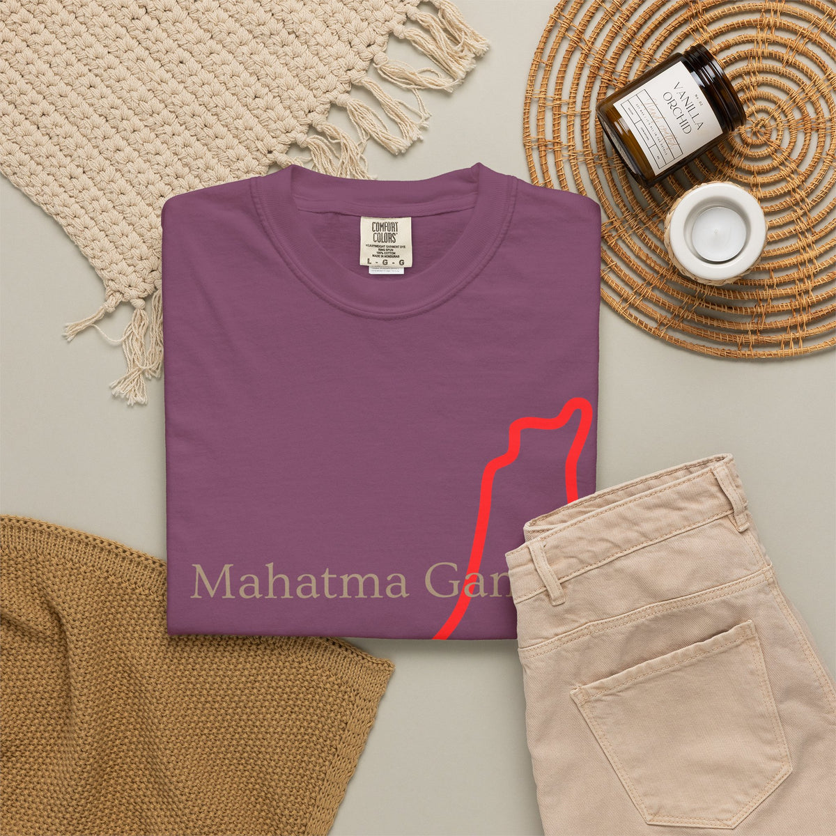 Gandhi Quote T-Shirt with Red Palestine Outline — Minimalist Peace Tee
