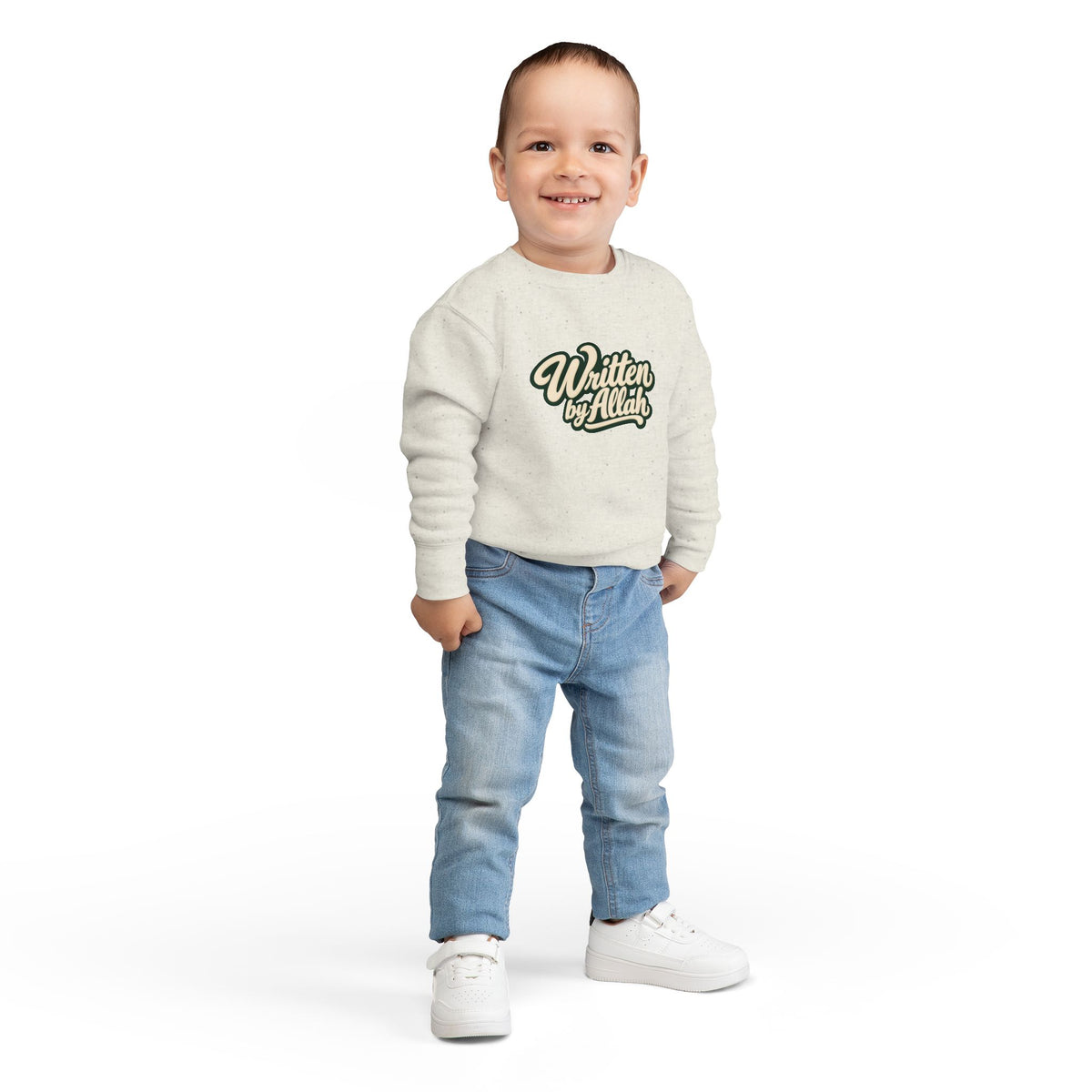 Toddler Sweatshirt - "Written by Allah" Cute Islamic Kids Crewneck, Nursery Gift for Muslim Toddlers