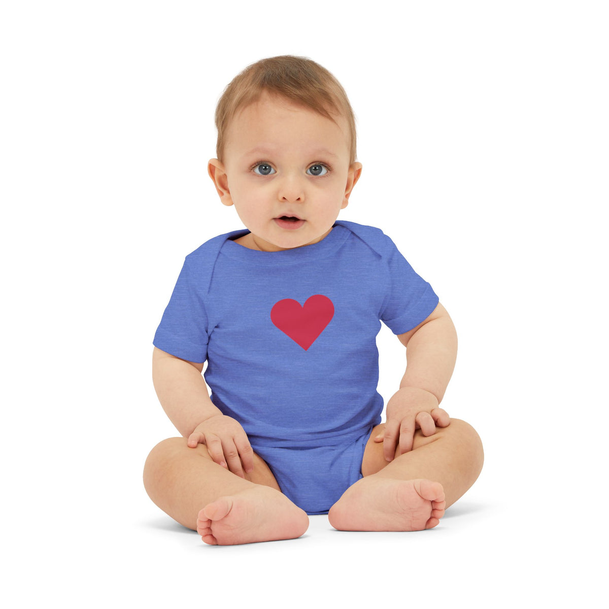 Infant One-Piece Bodysuit with Red Heart — Cute Baby Valentine or Everyday Gift