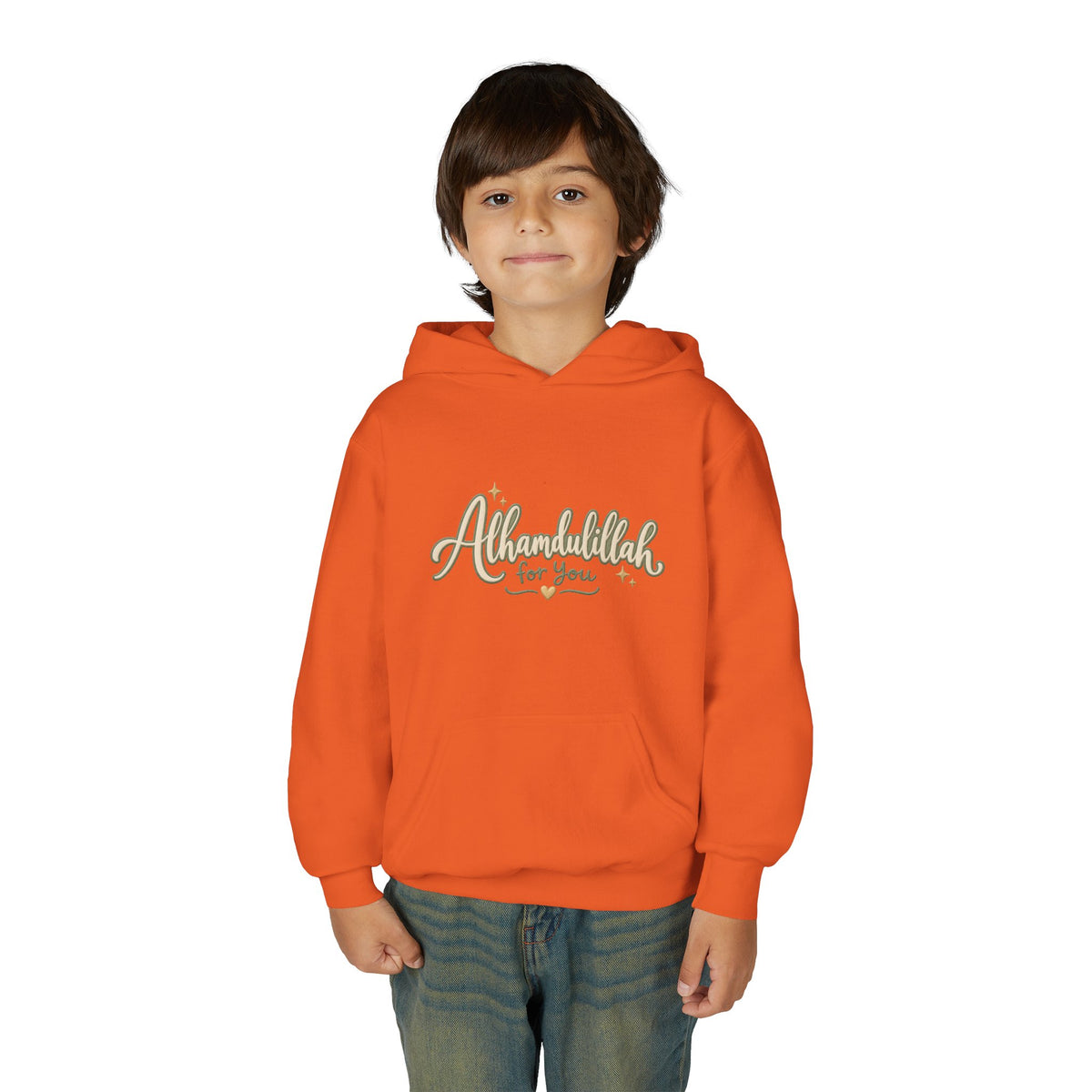 Youth Hoodie – “Alhamdulillah for You” Script Design (Islamic Gratitude Gift)