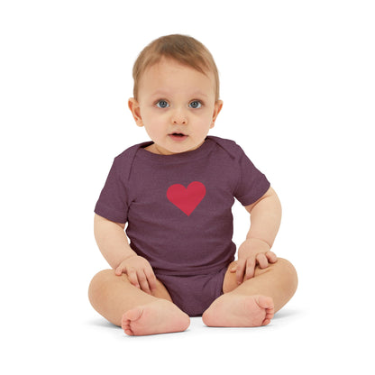 Infant One-Piece Bodysuit with Red Heart — Cute Baby Valentine or Everyday Gift