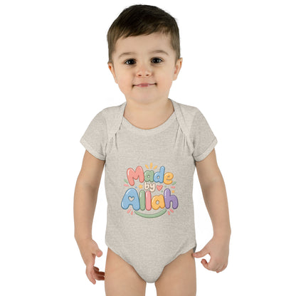 Made by Allah Baby Bodysuit — Pastel Islamic Newborn Onesie