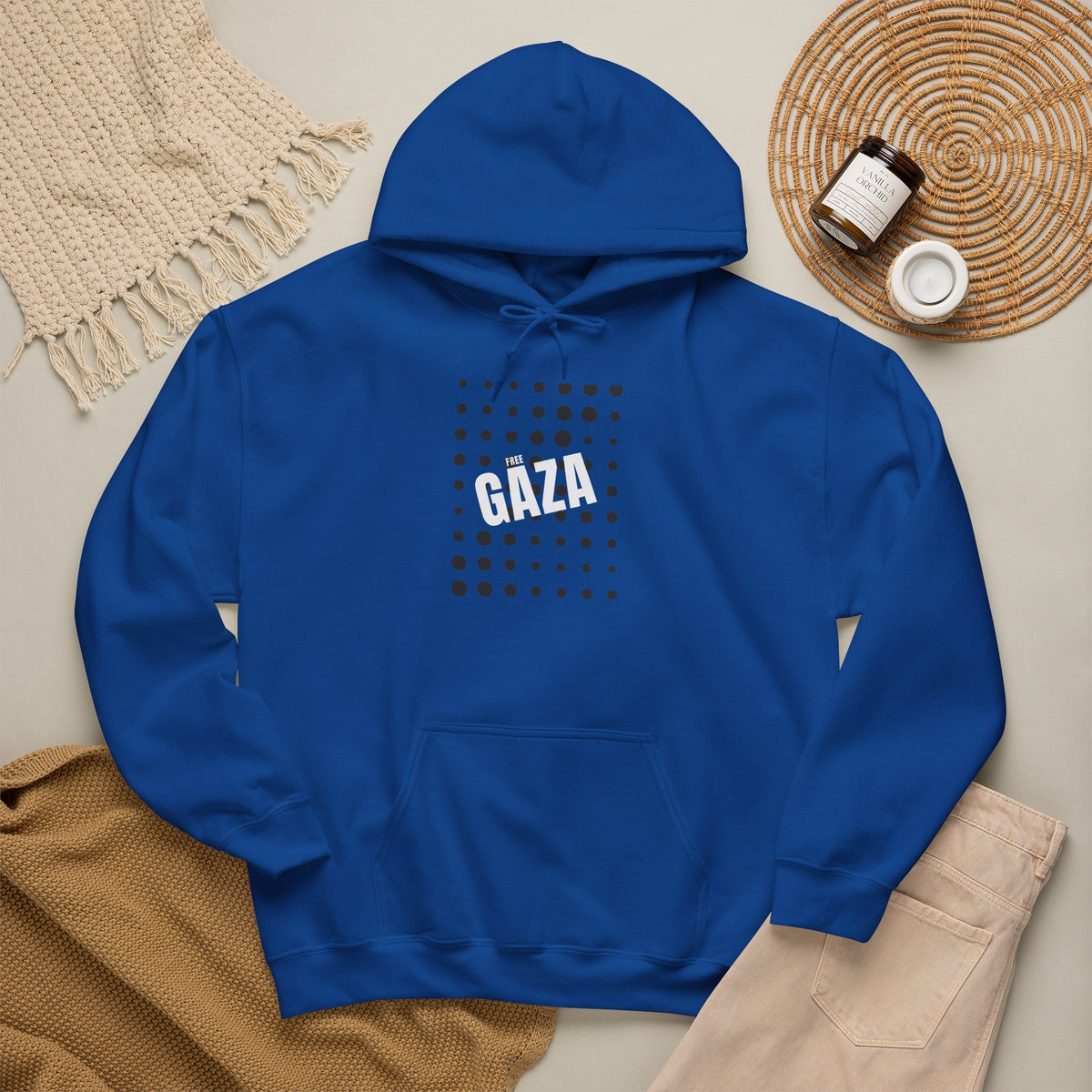 Gaza Solidarity Hoodie — Minimal Dot Grid Protest Sweatshirt