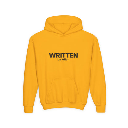Youth Hoodie — "WRITTEN by Allah" Minimal Islamic Faith Pullover