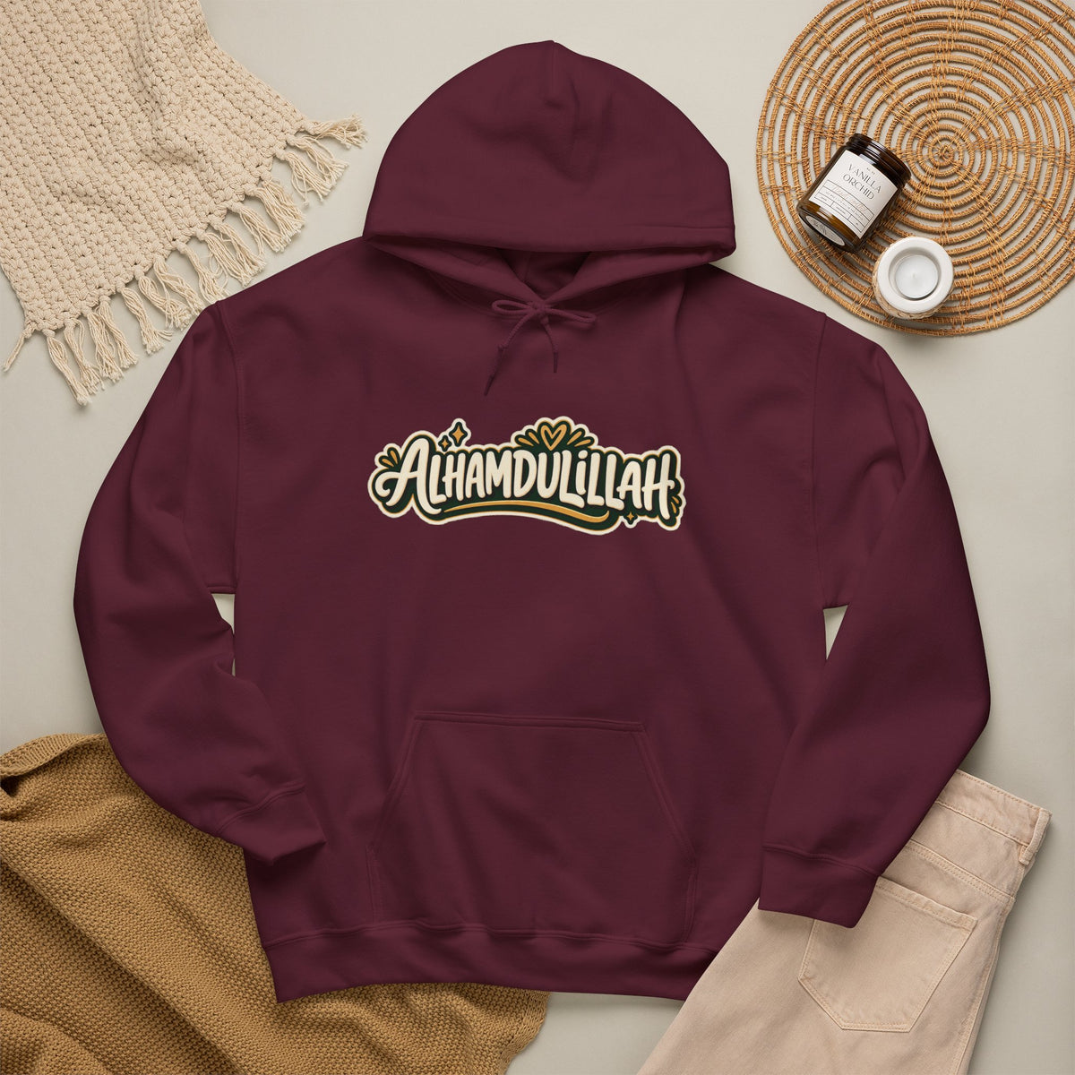 Alhamdulillah Hoodie — 'Through Every Chapter' Inspirational Islamic Pullover
