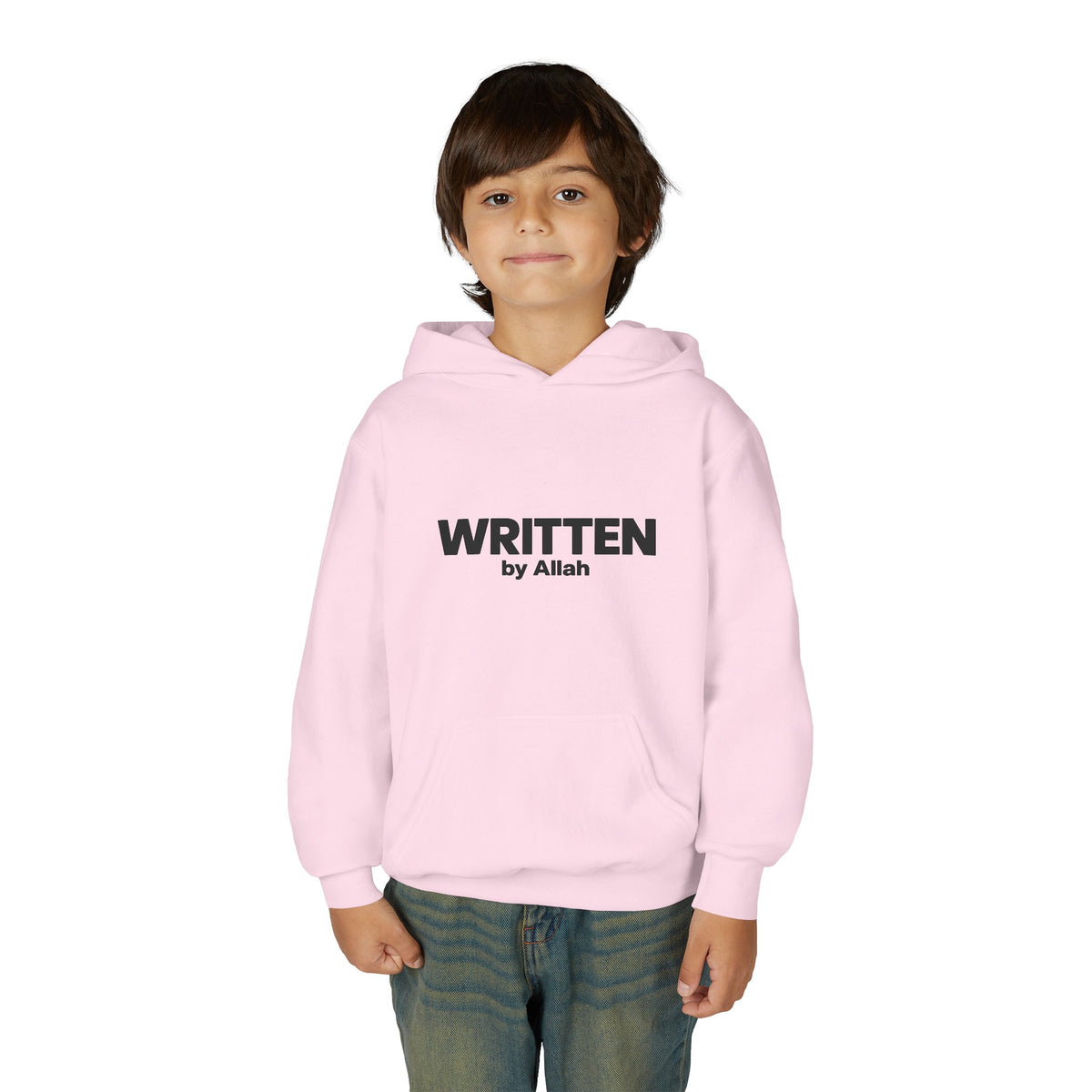 Youth Hoodie — "WRITTEN by Allah" Minimal Islamic Faith Pullover