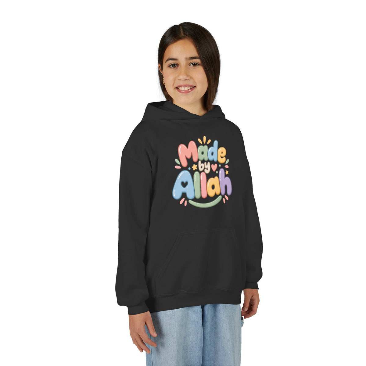 Youth Hoodie — "Made by Allah" Pastel Kids Islamic Pullover