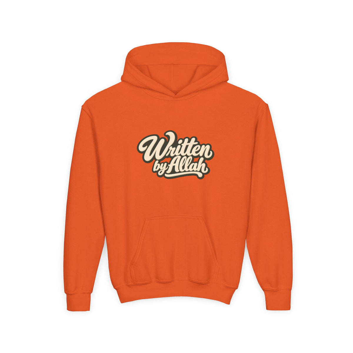 Youth Hoodie — "Written by Allah" Script Pullover for Muslim Kids