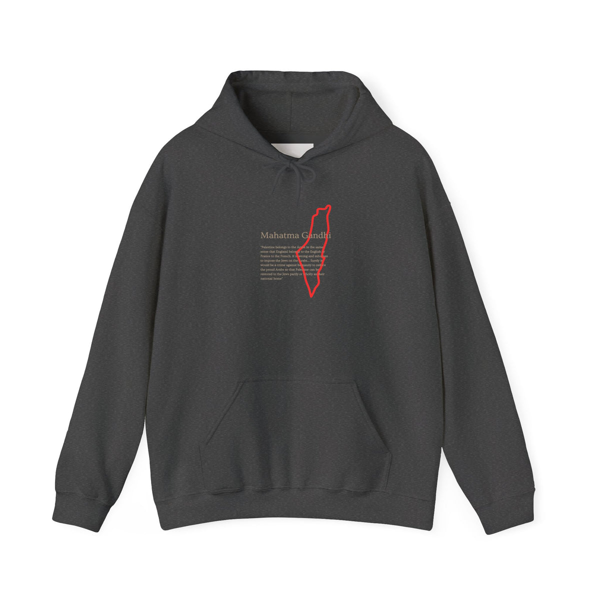 Hoodie — Mahatma Gandhi Quote with Red Palestine Map Outline