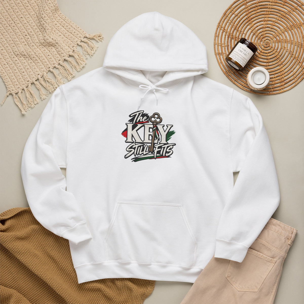 Hoodie — 'The Key Still Fits' Retro Script Logo Pullover