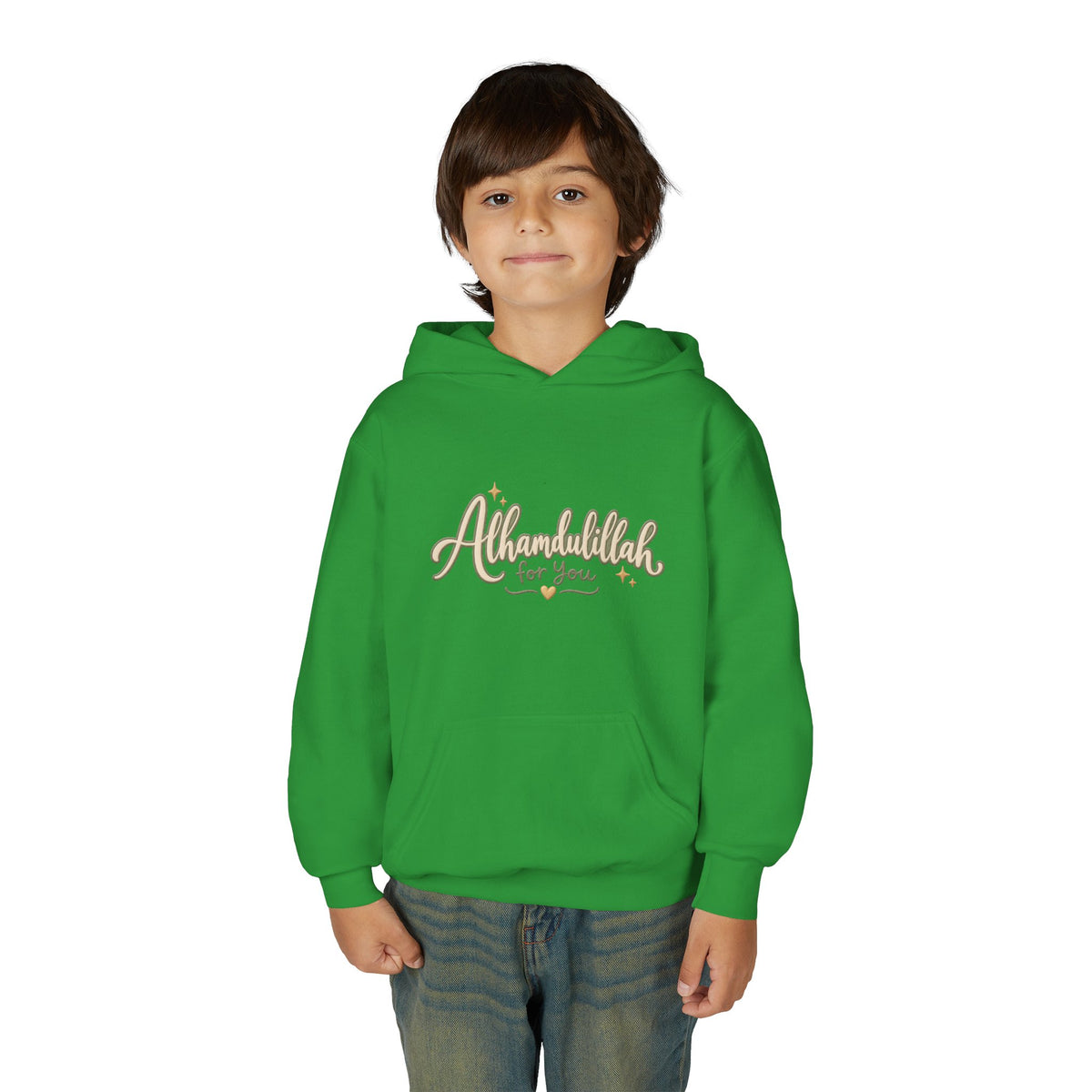 Youth Hoodie – “Alhamdulillah for You” Script Design (Islamic Gratitude Gift)