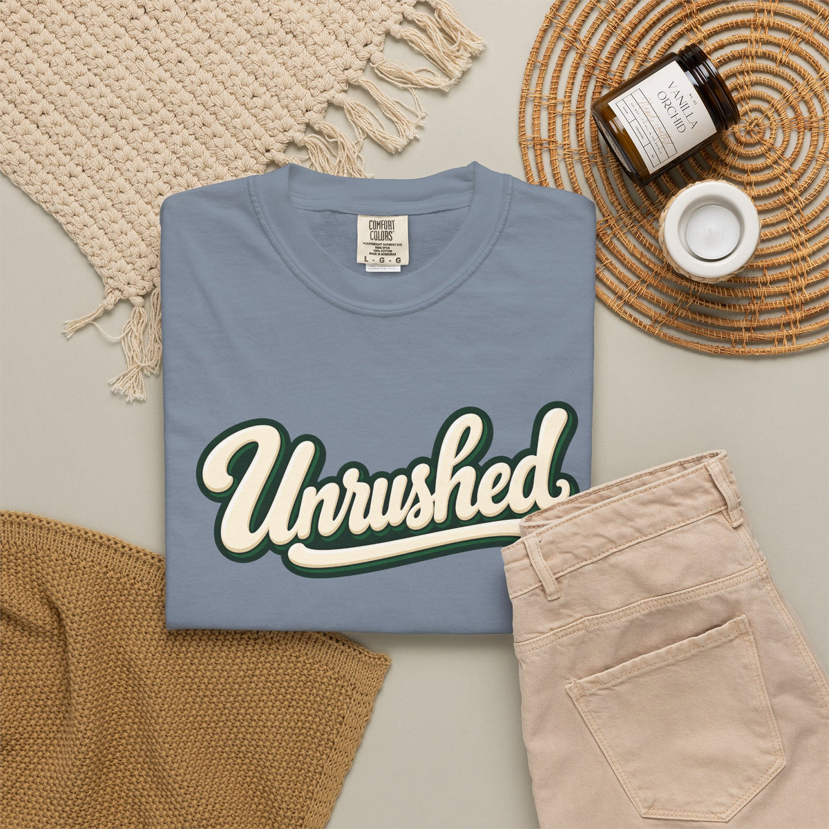 Unrushed Script T-Shirt — Vintage Retro Graphic Tee