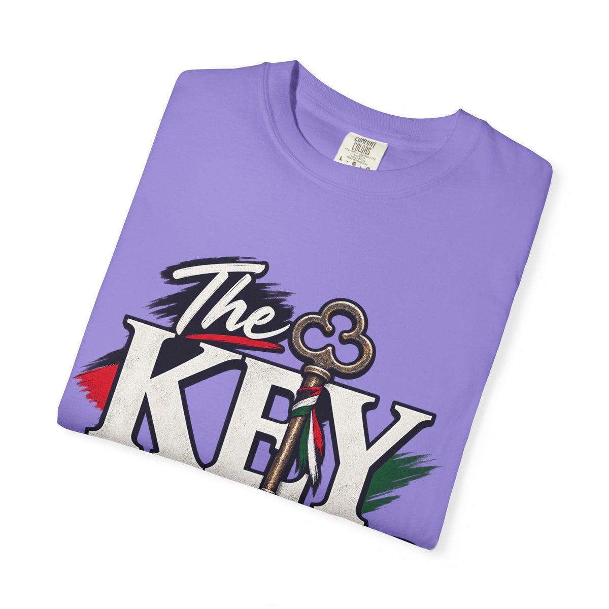 Key Still Fits T-Shirt — Vintage Key Graphic Tee with Red & Green Accents