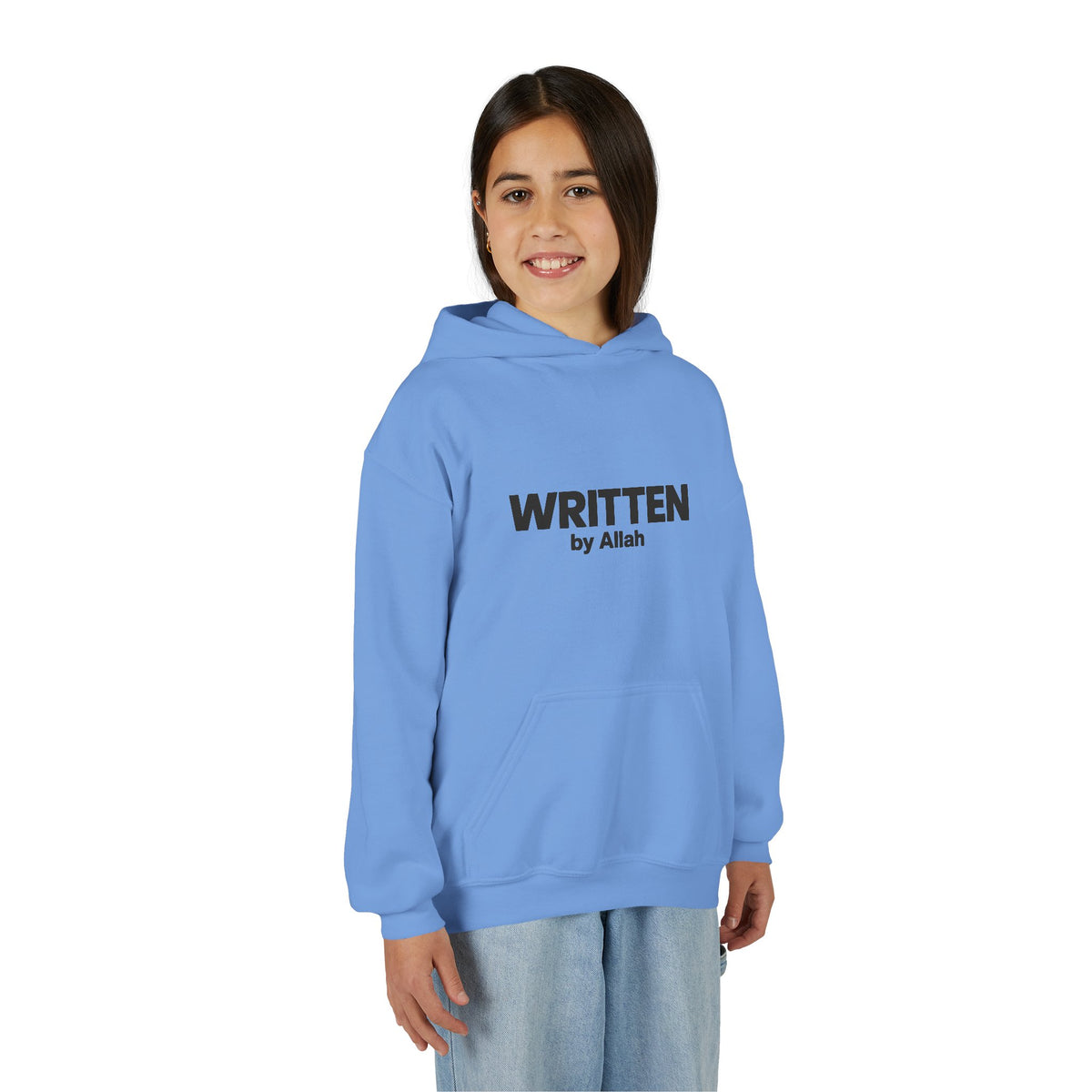 Youth Hoodie — "WRITTEN by Allah" Minimal Islamic Faith Pullover
