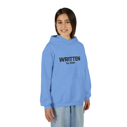Youth Hoodie — "WRITTEN by Allah" Minimal Islamic Faith Pullover