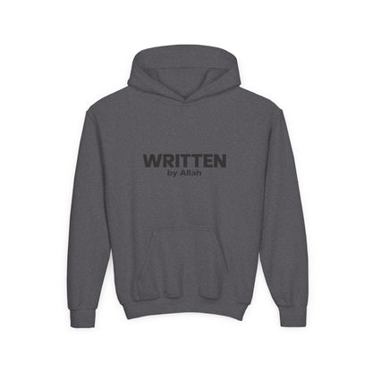 Youth Hoodie — "WRITTEN by Allah" Minimal Islamic Faith Pullover