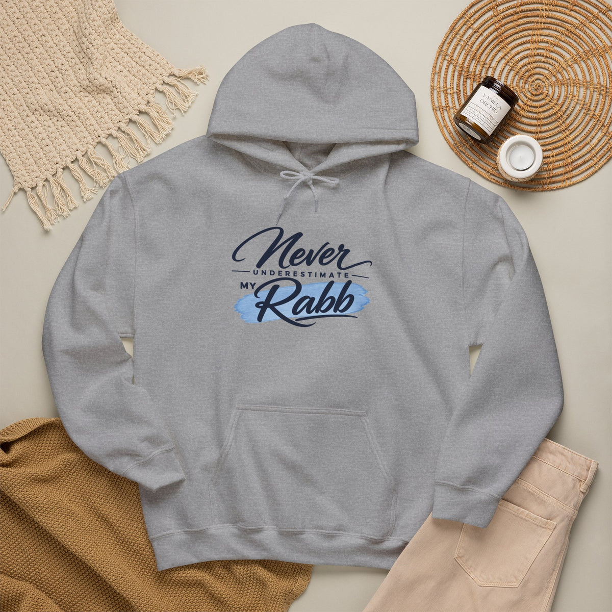 Never Underestimate My Rabb Hoodie — Inspirational Islamic Faith Sweatshirt