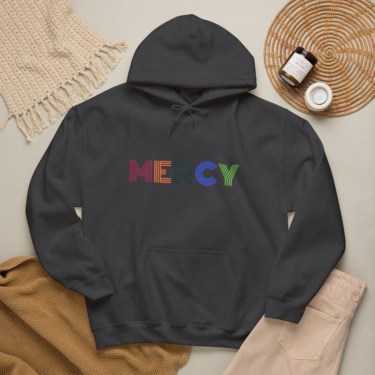 Mercy Hoodie — Colorful Mercy Graphic Hooded Sweatshirt