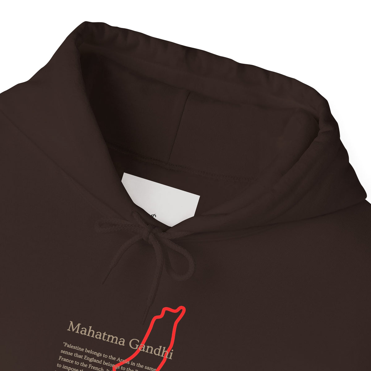 Hoodie — Mahatma Gandhi Quote with Red Palestine Map Outline