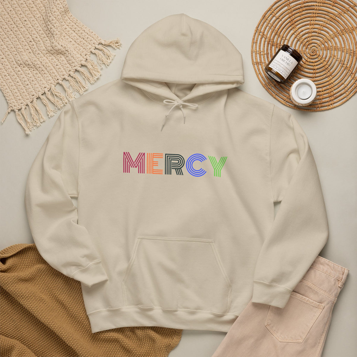 Mercy Hoodie — Colorful Mercy Graphic Hooded Sweatshirt