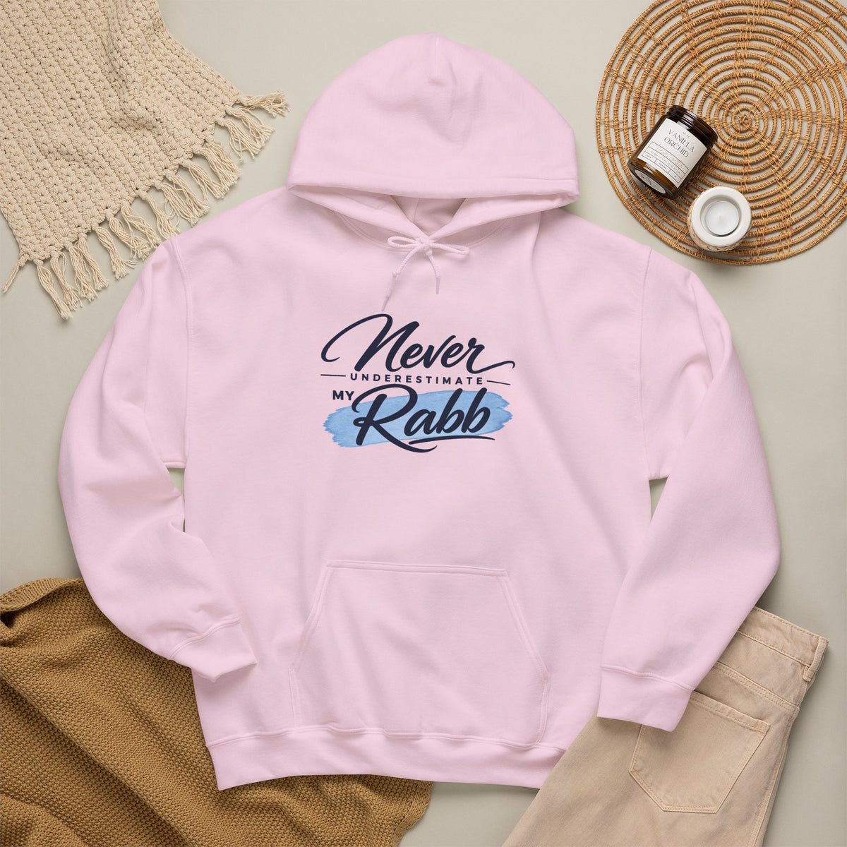 Never Underestimate My Rabb Hoodie — Inspirational Islamic Faith Sweatshirt