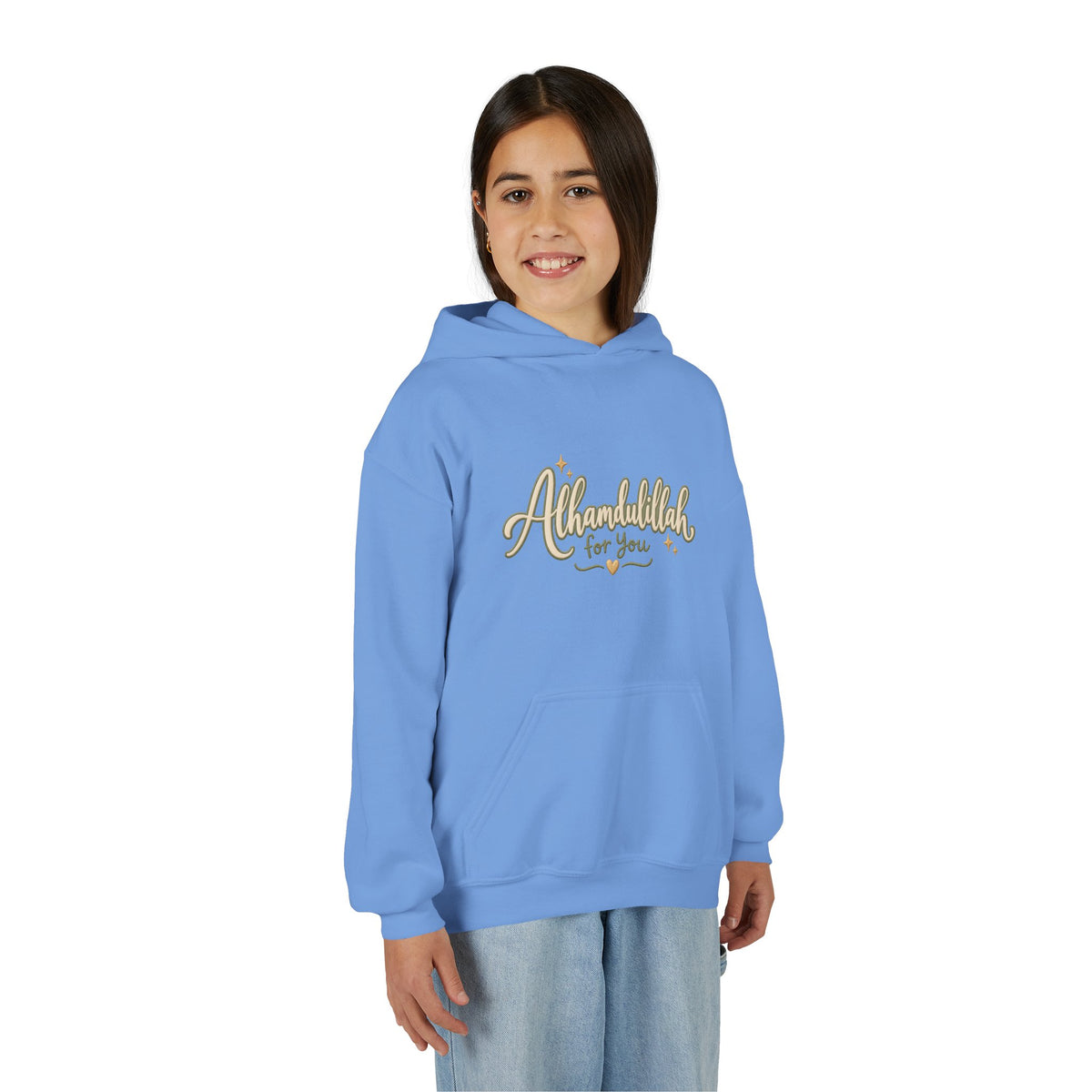 Youth Hoodie – “Alhamdulillah for You” Script Design (Islamic Gratitude Gift)