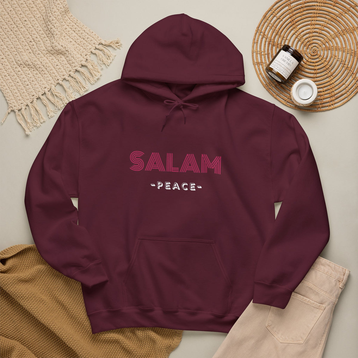 Salam Peace Hoodie — 'SALAM' Typography Peaceful Message Sweatshirt